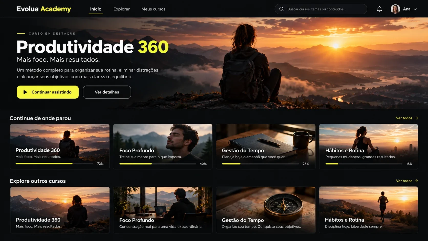 Plataforma Educacional (EAD): tela do sistema